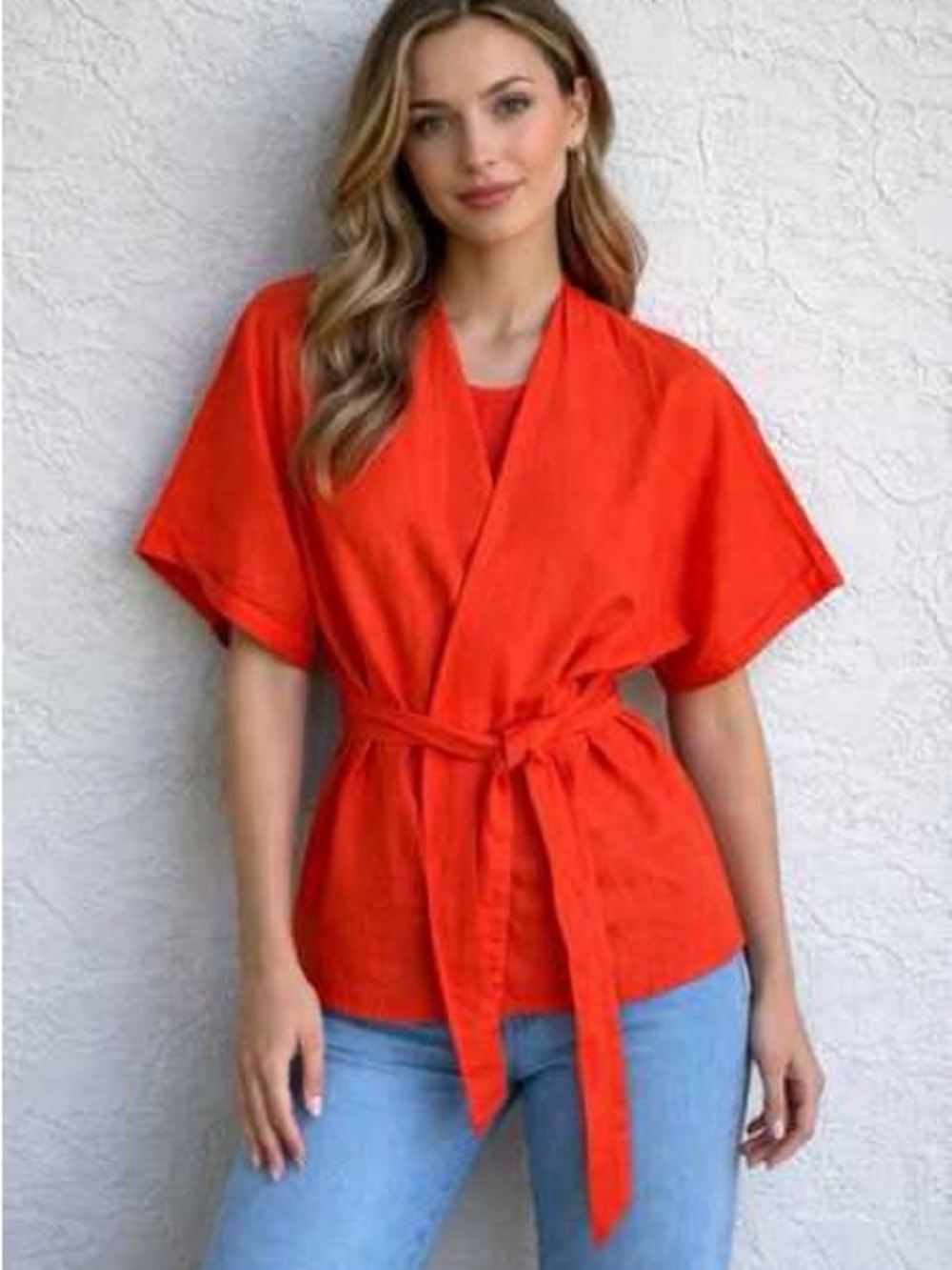 Commense Two Pants Set XS Cotton Linen orange Oversized Boho NEW resort summer - Picture 5 of 16